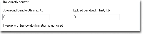 Separat können Sie die Bandbreite für Dateiupload und –Download einschränken