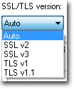 FTP sobre SSL/TLS, seleccionar los mecanismos de seguridad (SSL v2, SSL v3, TLS v1, TLS v1.1)