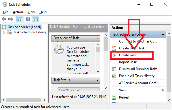 Ouvrir le Planificateur de tâches Windows
