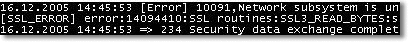 SSL/TSL error – sous système réseau inutilisable