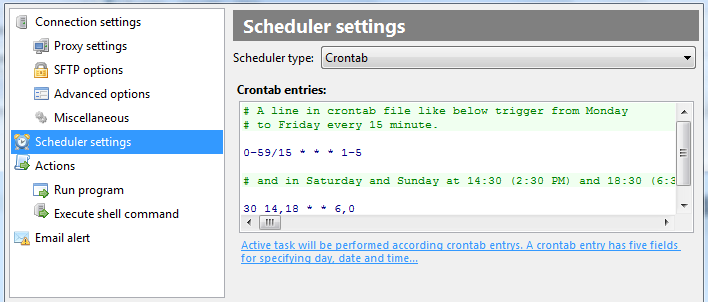 Crontab settings