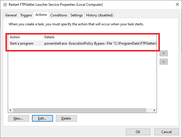 Task Scheduler action done