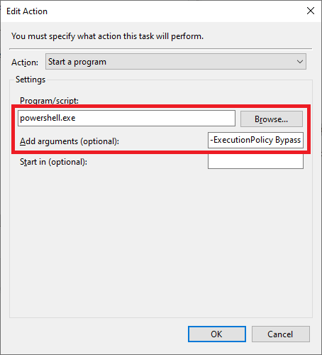 Task Scheduler action