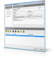 プロファイル設定: FTP、FTP over SSL、プロキシ設定、ファイルのアップロードおよびダウンロードタスク、スケジューラー設定